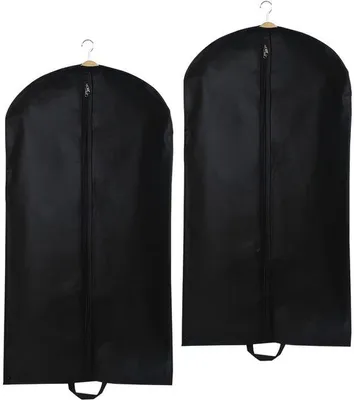 Image de 2 housses de voyage, housses de protection respirantes pour vêtements suspendus, pliables, housses en tissu, housses de voyage à fermeture éclair, pour ranger sa garde-robe et voyager (noir)