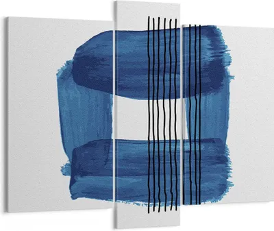 Produktbild von Bild auf Leinwand - Leinwandbild - 3 Teile - Abstraktion Aquarell Blau - 95x80cm - Wand Bild - Wanddeko - Wandbilder - Leinwanddruck - Bilder - Wanddekoration - Leinwand bilder - CB95x80-4223
