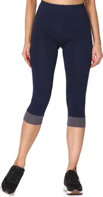 Produktbild von Merry Style Damen Leggings aus Baumwolle mit angenähtem Bündchen MS10-379 (Marineblau/Dunkelmelange, S)