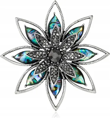 Produktbild von PINETS BLUMEN Brosche Perlmutt Strass Silber