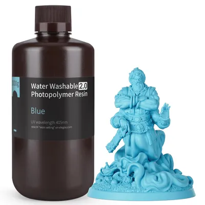 Produktbild von ELEGOO Upgraded 405nm Wasser Waschbares Resin 2.0, Blau 1000g – Blau 2.0