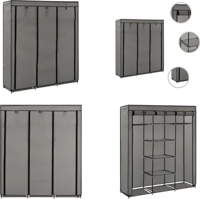 Immagine prodotto di vidaXL Armadio con ripiani e aste grigio 150x45x175cm in tessuto - Armadio - Armadi - Armadio - Armadi