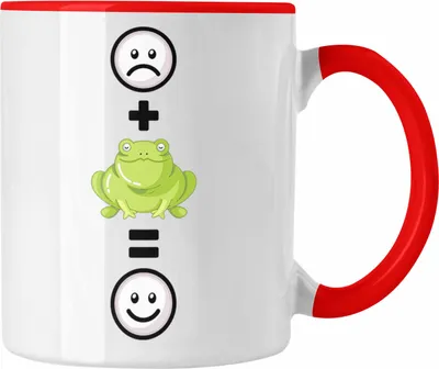 Produktbild von Trendation - Frosch Tasse Geschenk für Frosch-Liebhaber Lustige Geschenkidee :( + Frosch = :) Geburtstag (Rot)