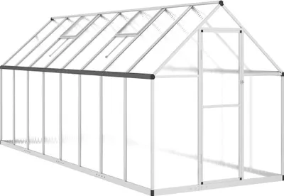 Image de vidaXL Serre avec cadre de fondation argent 445x169x195cm Aluminimum