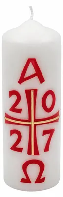 Produktbild von Osterkerze Ostertischkerze 2027 Kreuz Rot-Gold 15 x 5 cm