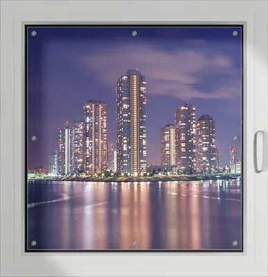 Produktbild von Wallario Lichtschutzbild, Dekorativer Sichtschutz Sonnenschutz 96 x 93 cm mit Motiv: Tokyo- Skyline bei Nacht - Verdunklung ohne Bohren