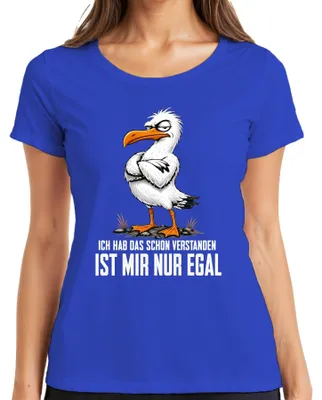 Zdjęcie produktu dla "Rozumiem, ale mnie to nie obchodzi" - damska koszulka, niebieska, rozmiar 3XL. (Sarkastyczne nadruki)
