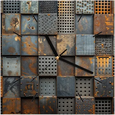 Produktbild von Wanduhr aus Glas mit Motiv Gelochte Metallplatten- 30 x 30 cm - inkl. Aufhängesystem