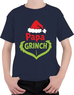 Produktbild von Papa Grinch Weihnachten Lustig Weihnachtsgeschenk Vater Geschenk Uni Kinder T-Shirt, Navy, 152