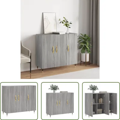 Produktbild von The Living Store Sideboard Grau Sonoma 90x34x80 cm Holzwerkstoff