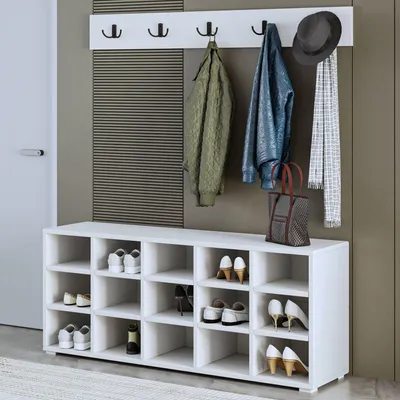 Produktbild von Skye Decor, Hochwertiger Schuhschrank, Weiß, 120 cm, 100% Melamin, Wandmontage