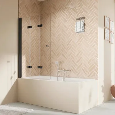 Produktbild von Verkürzte Seitenwand BREUER Elana 2.0 90 cm Profilfarbe schwarz Klarglas
