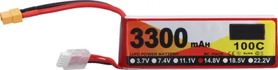 Immagine prodotto di batteria Lipo da 3300 mAh, velocità di scarica 100 °C, 14,8 V, connettore 4S XT60, alimentazione RC per elicottero modello auto