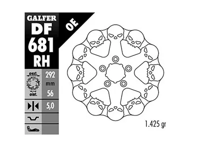 Produktbild von Galfer Bremsscheibe df681 Rotor df681 rh Totenkopf starr