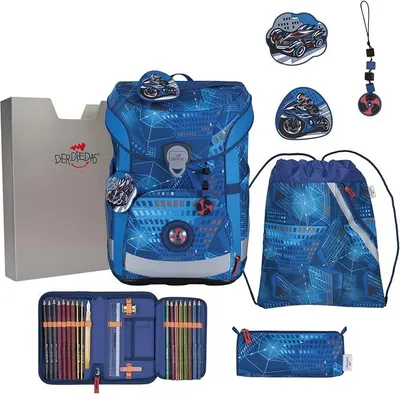 Imagen del producto de Set ErgoFlex Easy para mochilas escolares, 6 piezas, color azul "Turbo Speed"