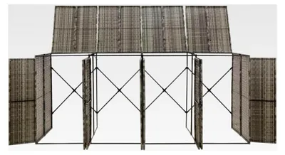 Produktbild von Mülltonnenbox 4er Set - Grau - PE-Rattan & Stahl - 274x80x117 cm - für den Außenbereich