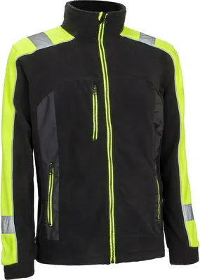 Produktbild von URGENT Fleecejacke Arbeitsjacke Warnjacke Berufsjacke - Schwarz/Gelb - (URG-POL-C) Gr. XL