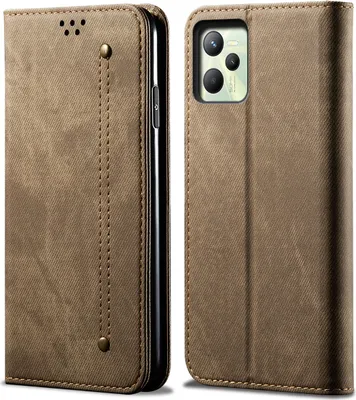 Obrázek produktu pro Pouzdro Realme C35, kožené flipové pouzdro typu kniha s funkcí stojánku pro OPPO Realme C35 Khaki