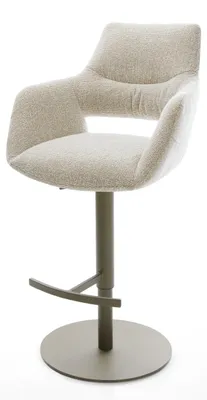 Produktbild von DELIFE Barstuhl Yago-Flex Webstoff Soft Beige Drehfuß höhenverstellbar Metall Titanfarben Taschenfederkern