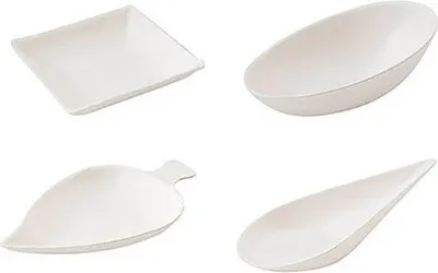 Image de Barquettes pour fingerfood de 4 formes différentes, blanches, 1000 pièces (4 x 250).