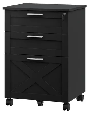 Produktbild von Büro Rollcontainer - Aktenschrank - 3 Schubladen - Mit Schloss - Holz - 68 cm - Für A4/Letter - Schwarz