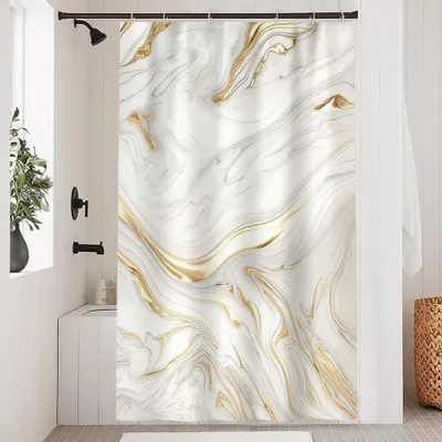 Imagen del producto de Cortina de ducha resistente al moho, 120x200 cm, de poliéster, repelente al agua, con 8 ganchos, para baño