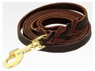 Produktbild von Leder-Hundeleine, 1,8 m, geflochten, strapazierfähig, mit Kupferhaken, für große, mittelgroße und kleine Hunde, Training und Spaziergänge