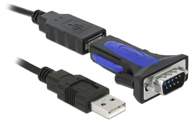 Produktbild von DeLOCK 66280, Schwarz, 0,8 m, USB Typ-A, DB-9, Männlich, Männlich