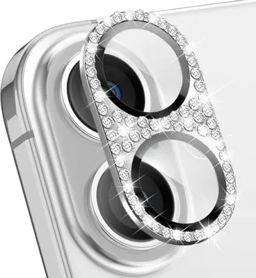 Obrázok produktu pre Ochranné sklo na fotoaparát pre Apple iPhone 17 z kovu s diamantovým vzorom, strieborné