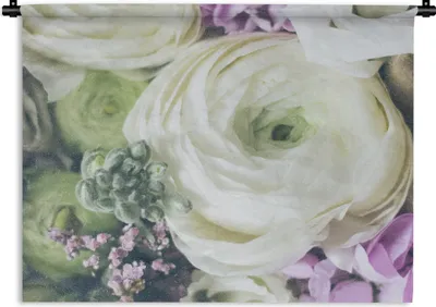 Produktbild von MuchoWow® Wandteppich Wandbehang Blumen - Rosen - Natur 90x67.5 cm Tapisserie Dekoration Wandtuch - Fototeppich - Wand-Skulpturen
