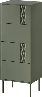Produktbild von MIRJAN24 Schubladenkommode Tresse 4S, Kommode mit vier Schubladen, Metallfüße, Griffloses Öffnungssystem push to open (Farbe: Grün)