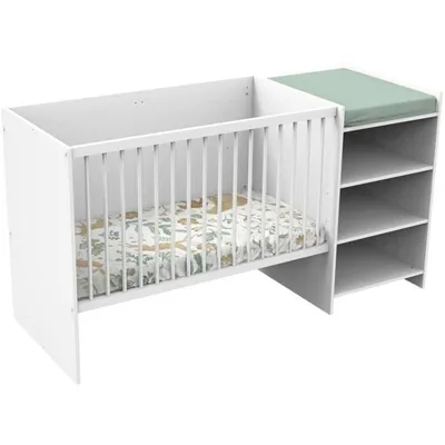 Produktbild von Babybett Kombi, 120x60cm, Umbaubar zu 90x190cm, Babyprice First, Weiß Holz