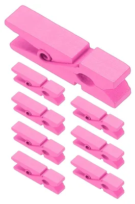 Productafbeelding van Houten wasknijpers - 3,5 cm lang - 50 stuks - Kleurrijke fotohouders voor knutselen en ophangen - Roze