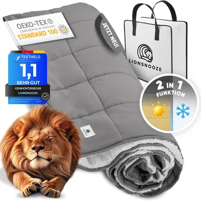 Produktbild von LIONSNOOZE GEWICHTSDECKE 9 kg - Weighted Blanket| Therapiedecke 155×220cm | Schwere Decke für erholsamen Schlaf| Entspannungsdecke bei Schlafstörungen