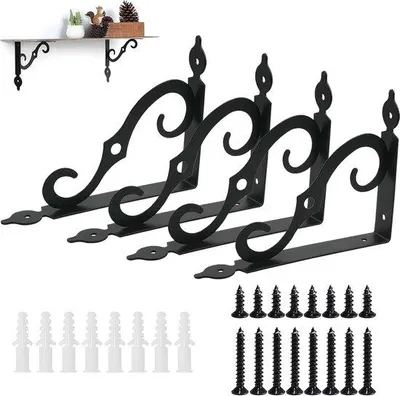 Produktbild von Famanu Wandhalterung für Regale - Schwarz, Metall, 4 Stück, 19 cm x 14 cm