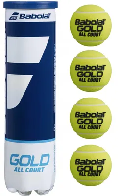 Productafbeelding van Babolat Gold All Court X4, Tennisbal, Hoogwaardige wedstrijdbal, Geel, Rubber, 4 stuks, Geschikt voor alle seizoenen