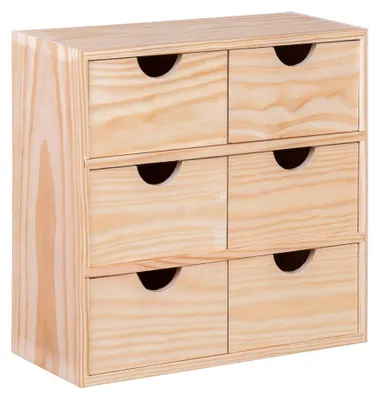 Miniblok mit 6 Schubladen aus Kiefernholz, 32x14x32 cm