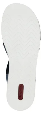 Produktbild von Rieker Damen Sandale mit T-Riemen und maritimem Dekor mit Muscheln V0649, Größe:39 EU, Farbe:Blau