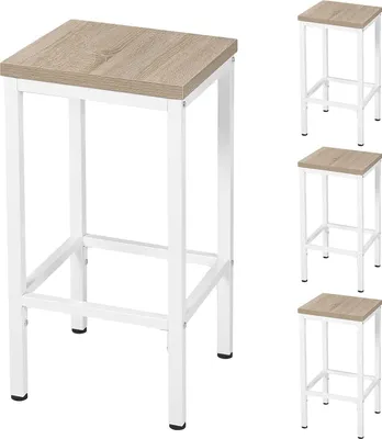 Produktbild von EUGAD 4er Barstühle, Küchenhocker, mit Fußstütze, aus Holzwerkstoff, Hell Eiche