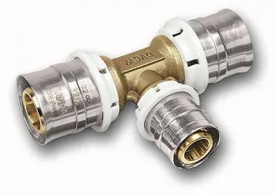Produktbild von Aluverbund Pressfitting SANHA bleifrei T-Stück Mittelabgang reduziert 26 x 3 - 16 x 2 - 26 x 3 Multikontur DVGW