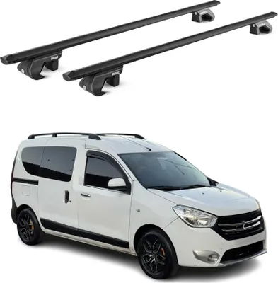 Image de Barres de toit transversales pour Dacia Dokker 2012-2021 Alu Noir 2 pièces ABE