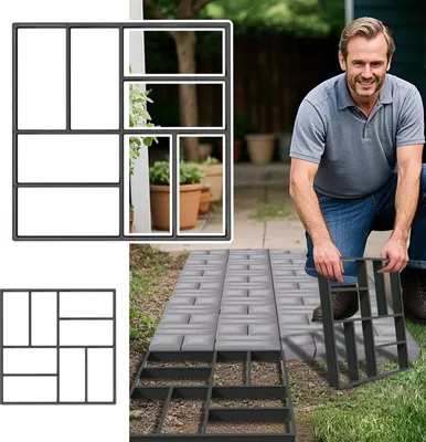 Produktbild von TRMLBE 2 Stück DIY Betonform 40x40cm Schalungsform 8 Gitter NO.3 Quadrat Pflasterform Gehweg Gießform Beton Schablone Pflasterschablone Kunststoff, für Trittsteinen Garten Rasenbahnen