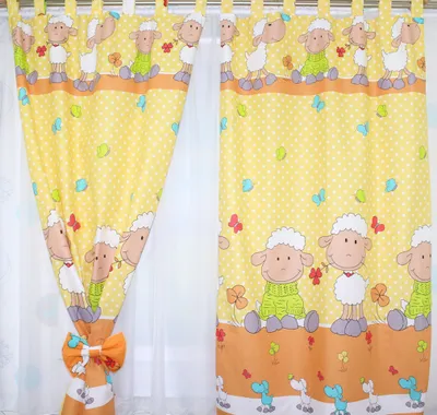 Produktbild von Vorhänge mit Schlaufen Kinder Baby Gardinen Kinderzimmer Vorhang 21. Schaf Gelb