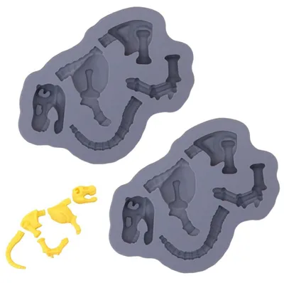 Productafbeelding van Set van 2 siliconen mallen in de vorm van dinosaurusbotten, geschikt voor chocolade en snoepjes