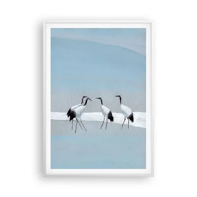 Produktbild von Gerahmtes Poster - Weißer Rahmen - Vögel Kraniche Natur - 70x100 cm - Wand Bild - Wanddeko - Wandbilder - Kunstposter - Wandposter - Bilderrahmen - Bilder - Kunstdruck - P2WPA70x100-4921
