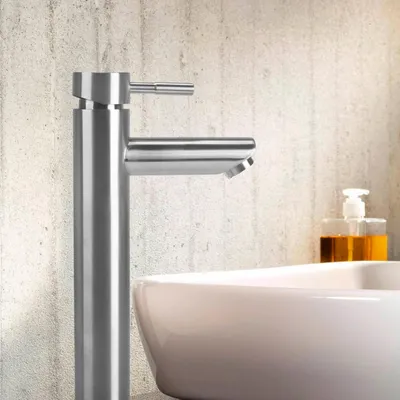 Image de Robinet de lavabo, mélangeur à levier unique, 230 mm, en acier inoxydable brossé