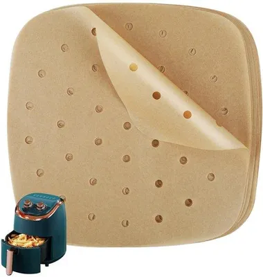 Immagine prodotto di 250 fogli di carta antiaderente, 22 cm, perforata, resistente al calore, per friggitrice ad aria