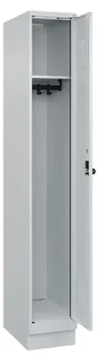 Produktbild von Garderobenschrank, Sockel, 1 Abteil, Abt.B 300 mm, Drehriegel, BxTxH 300x500x1950 mm, RAL 7035