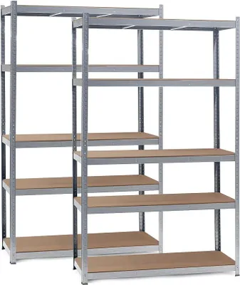 Produktbild von Set 2X Schwerlastregal 120x60x200cm, 200kg/Ablage, Steckregal verzinkt aus Stahl, Lastenregal mit 5 Ablagen, Werkstattregal