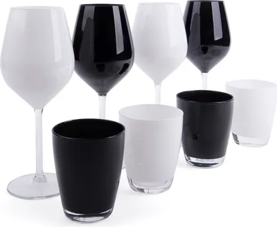 Immagine prodotto di Excelsa Set di 4 bicchieri e 4 bicchieri da acqua Colore del bicchiere da vino Bianco e nero
